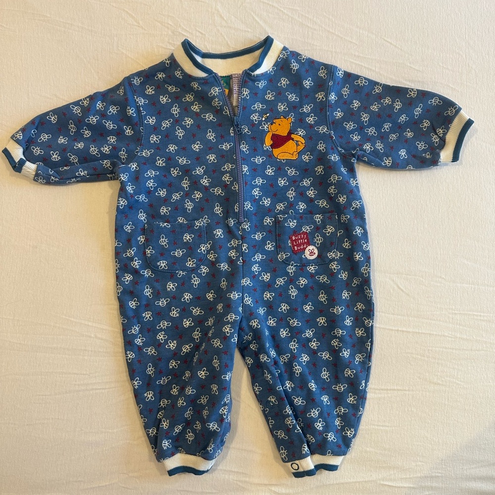 Vintage Disney Baby Pooh Romper 3–6 Months | Blue Bee 90s Winnie the Pooh